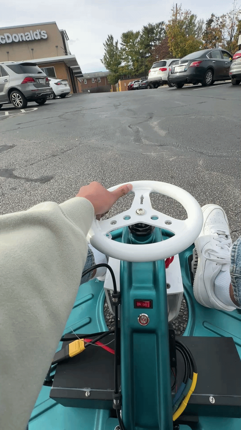 Animation of the drift kart being ridden during road testing